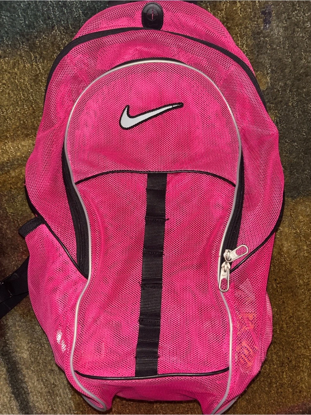 Nike Hot Pink Mesh Backpack with White Swoosh
